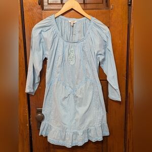 Vintage Beautiful Rare J. Peterman Blue Tunic Slip Dress Lace